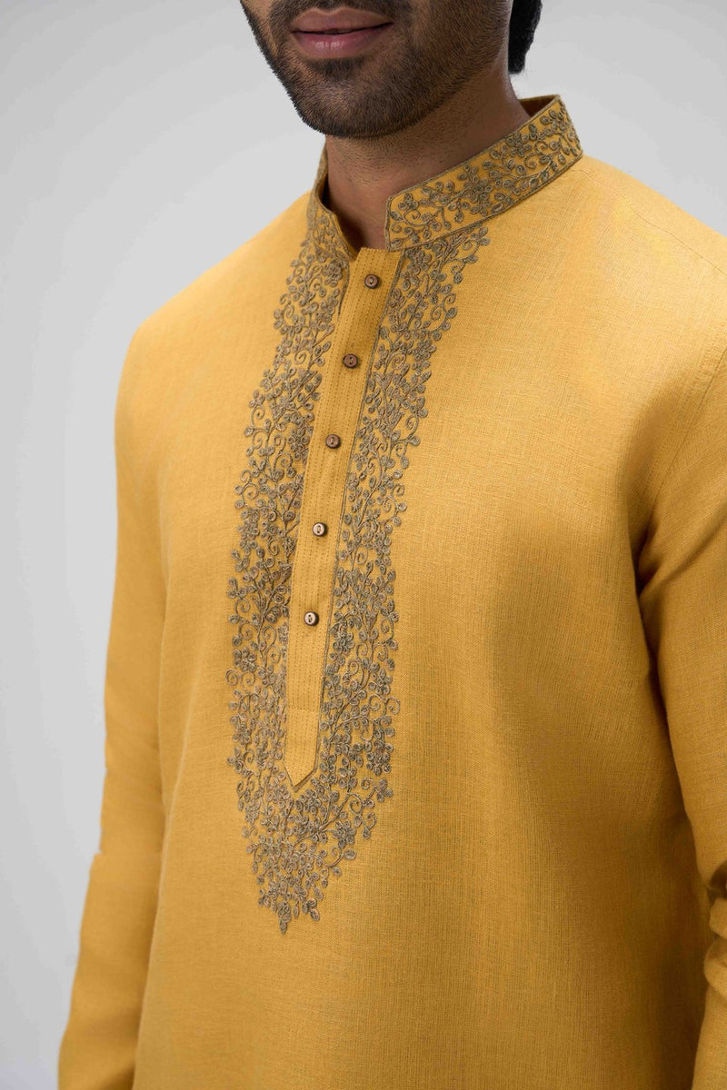Yellow Kurta Set with Embroidery