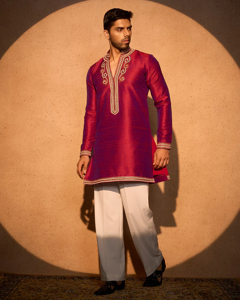 Purple Embroidered Kurta