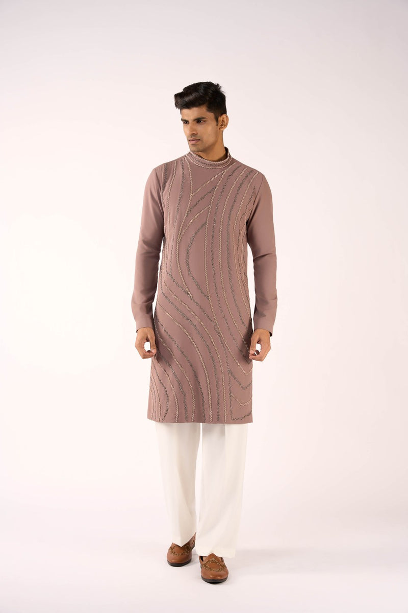 Brown Kurta Embroidered