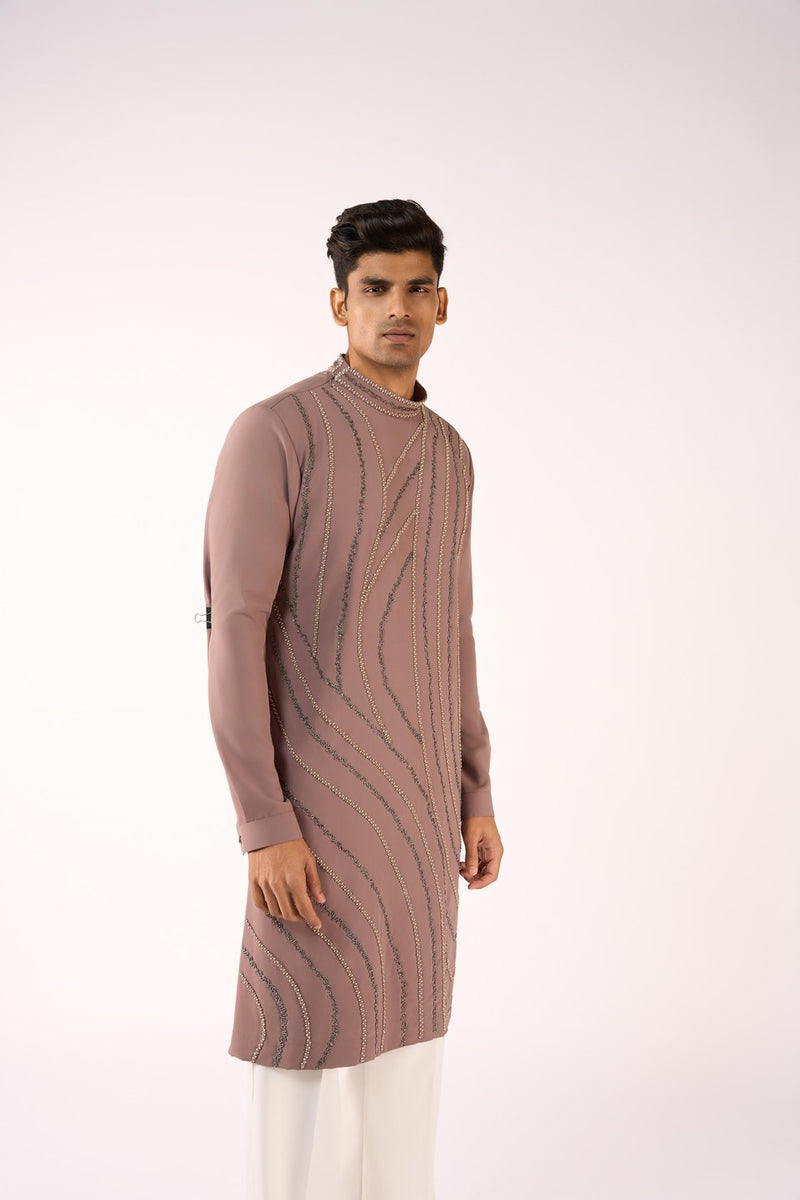 Brown Kurta Embroidered