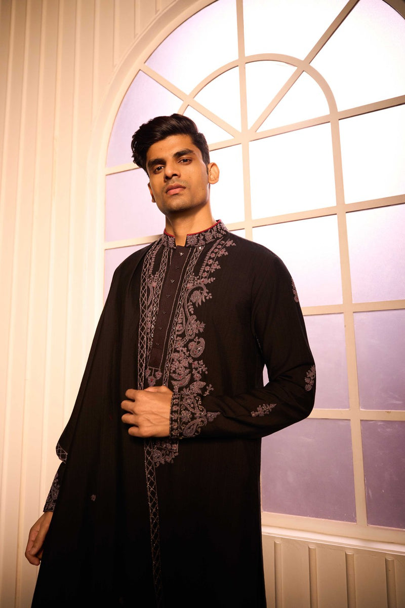 Black Kurta Set with Jacket