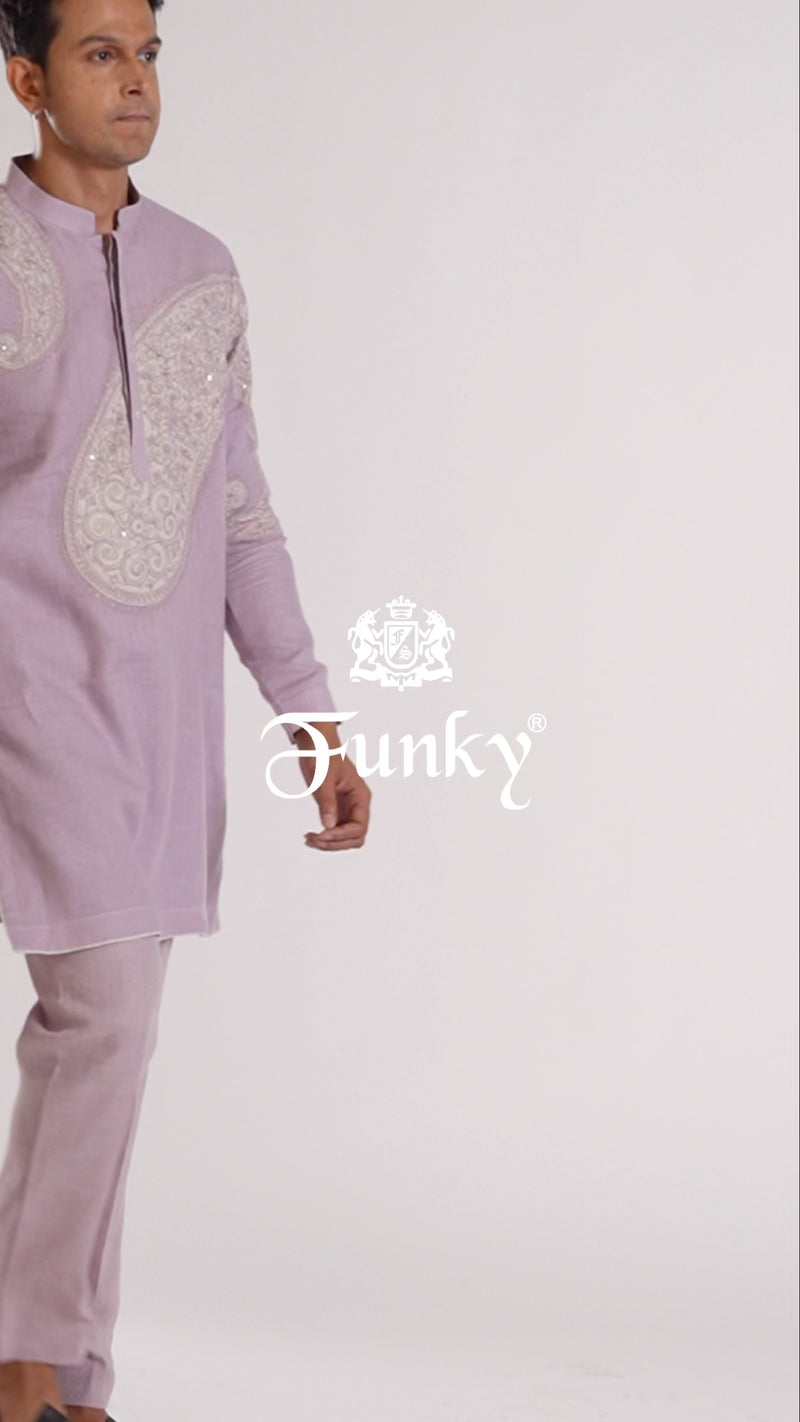 Light Purple Kurta Set with Embroidery